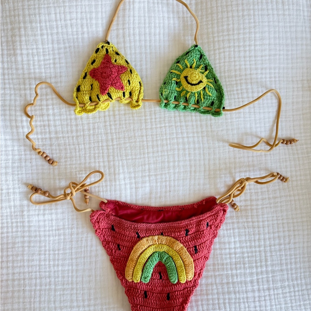 ITS NOW COOL RAINBOW Crochet Bikini Set
